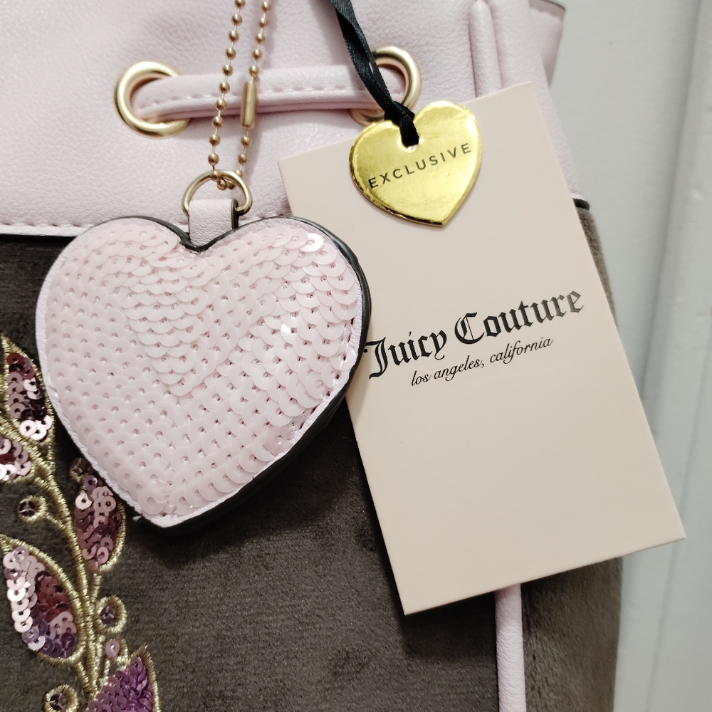 👑RARE!JUICY COUTURE Floral Ombre ColorSequin *DAYDREAMER* Pink+Brown Bag❤️💜 🩷 - Picture 5 of 10